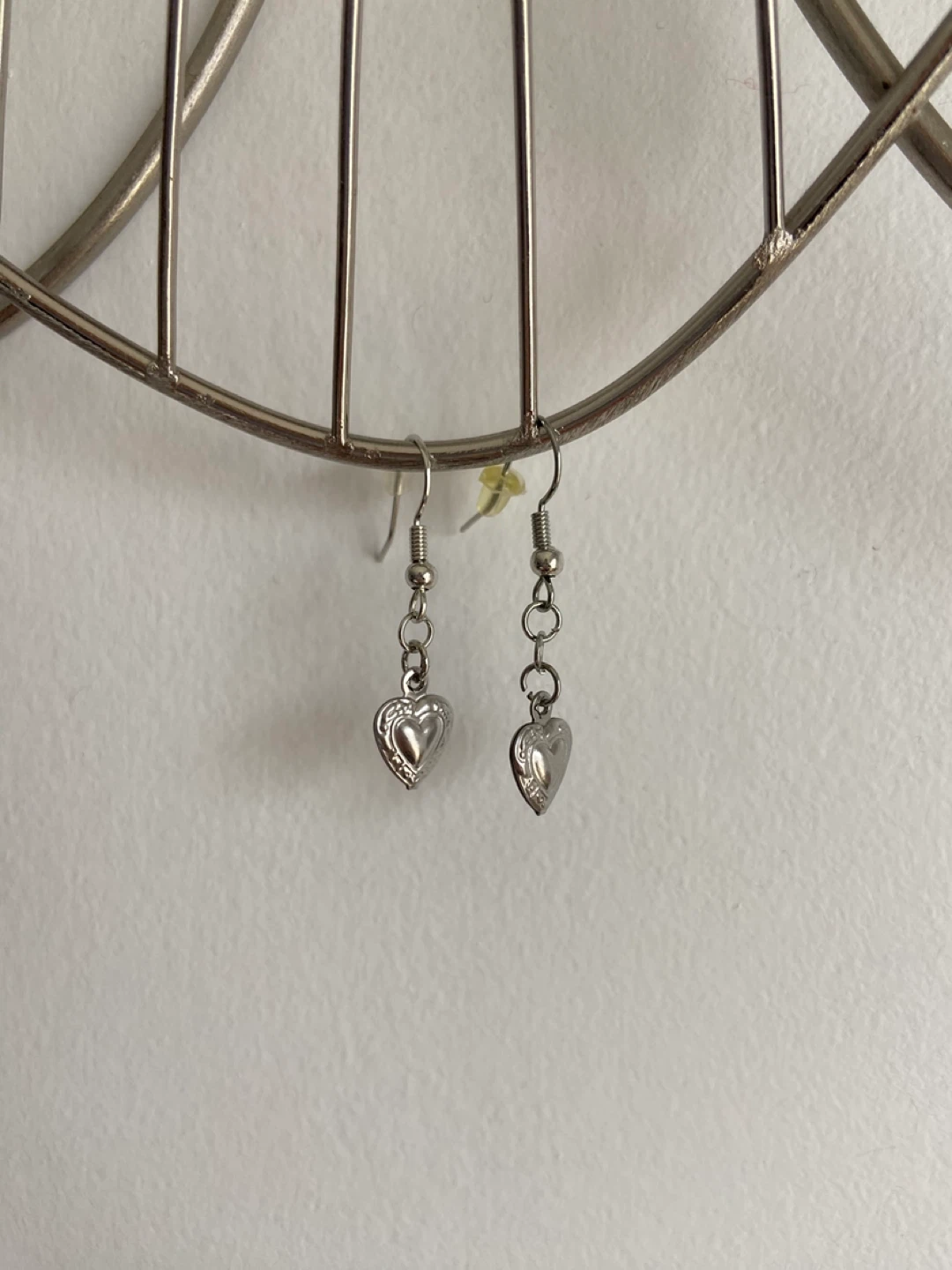 Silver-tone Heart Dangle Earrings - photo 3
