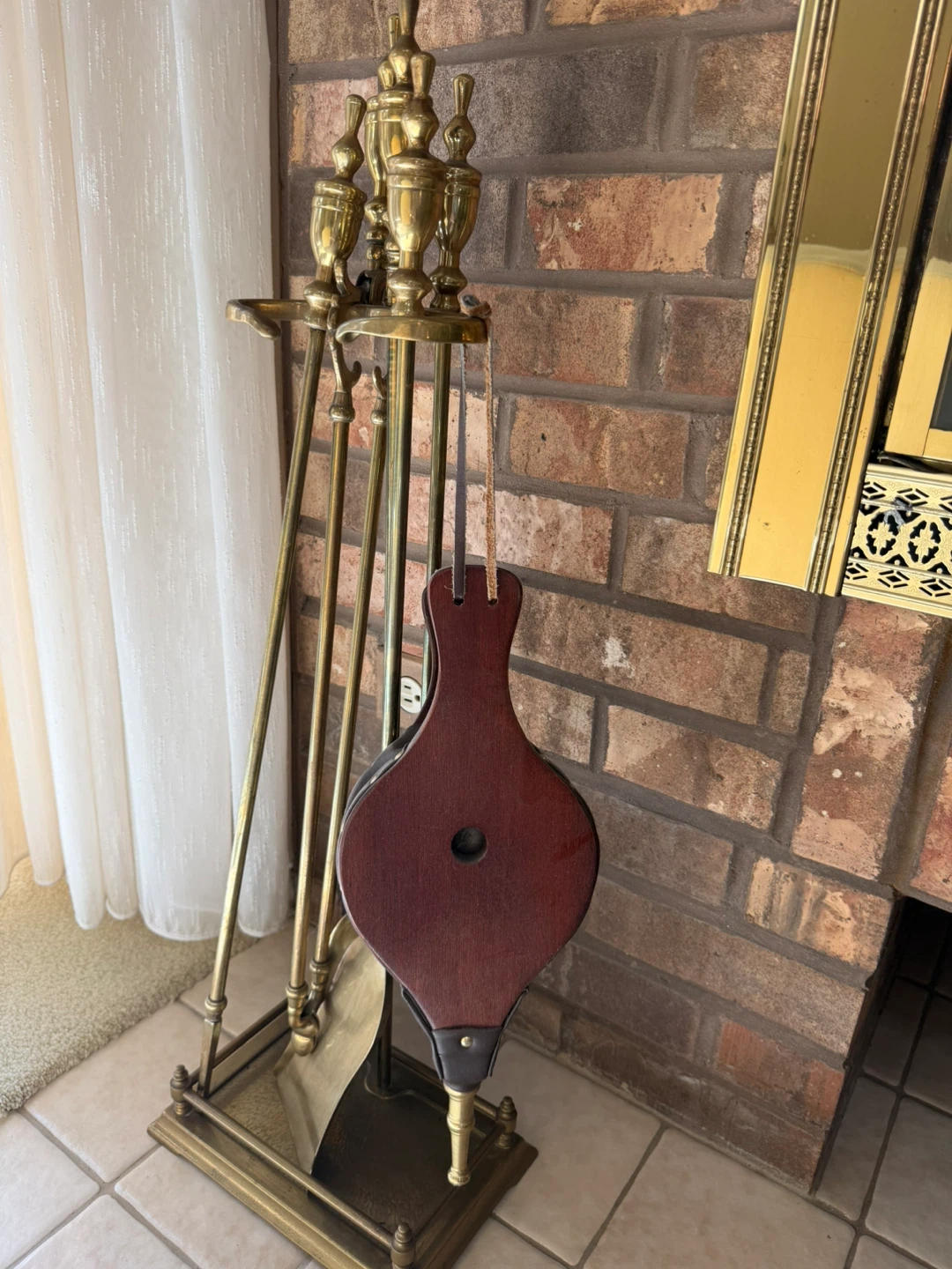 Brass Fireplace Tool Set with Bellows
