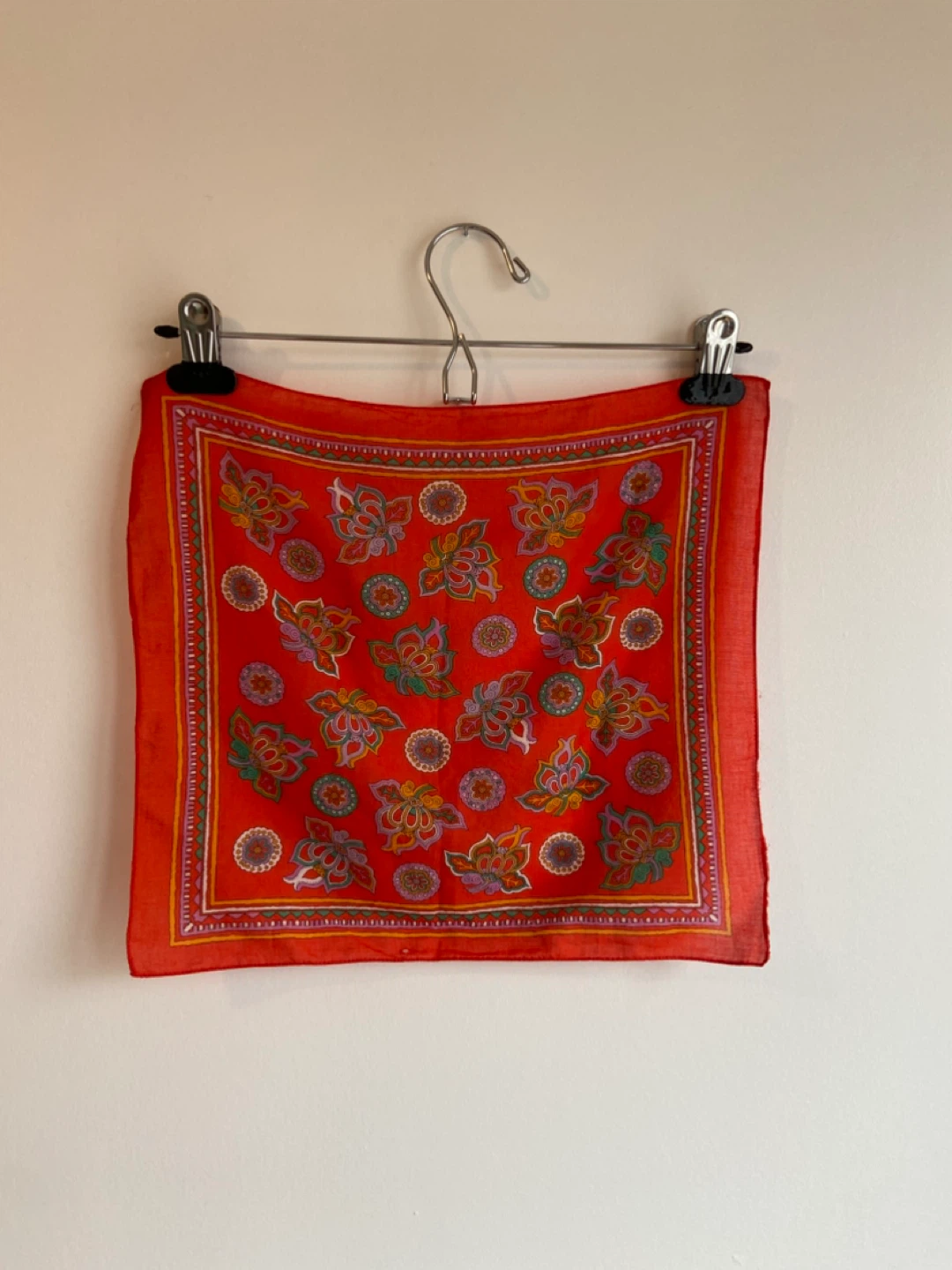 Vintage Red Paisley Square Scarf