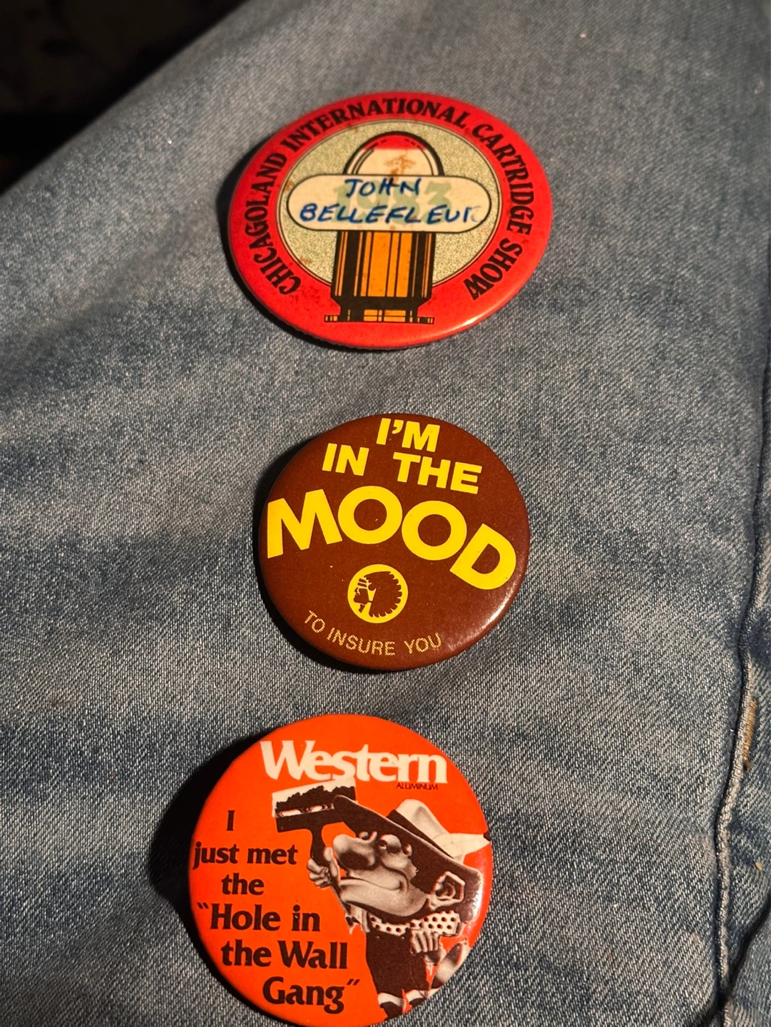 Vintage pinbacks $30-40 each