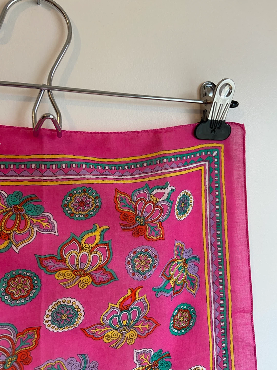 Vintage Pink Paisley Cotton Bandana Scarf - photo 4