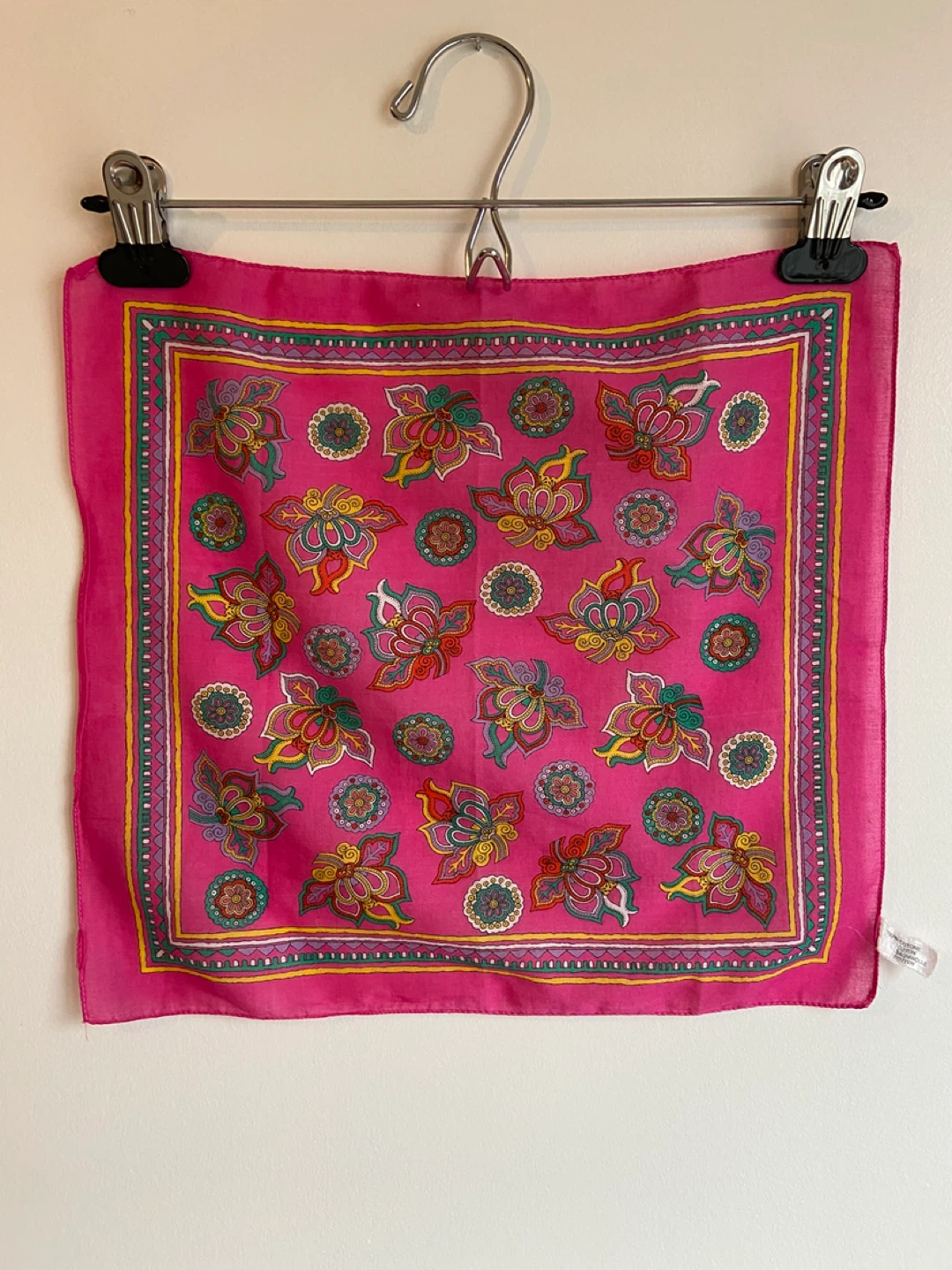 Vintage Pink Paisley Cotton Bandana Scarf - photo 2