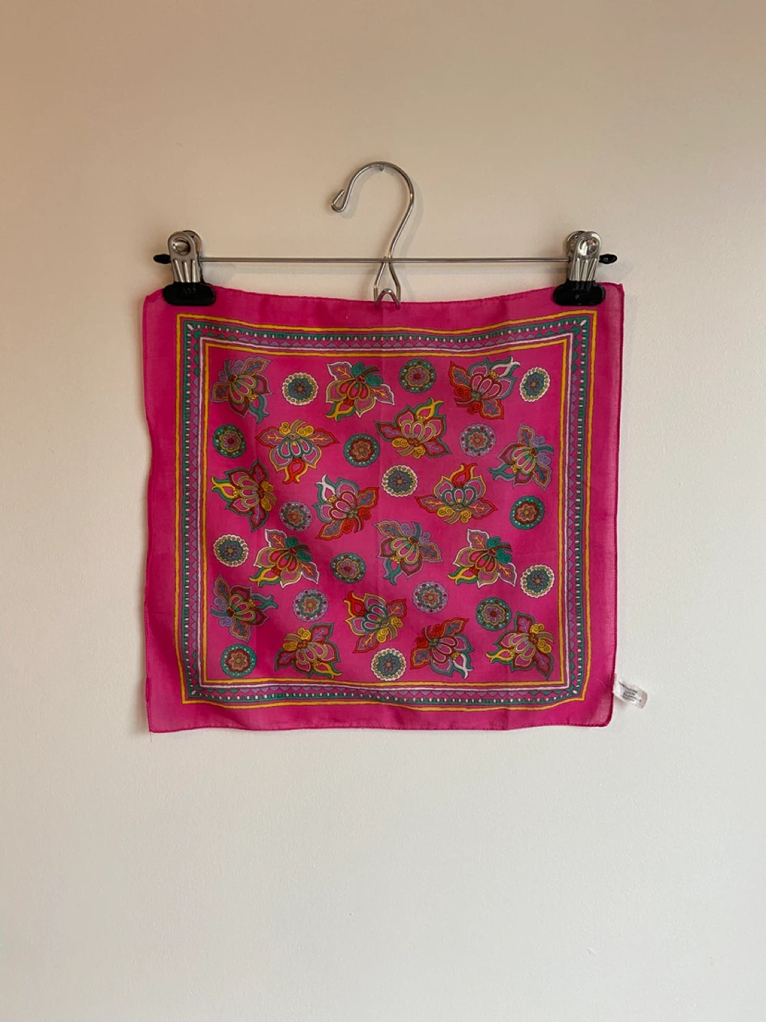 Vintage Pink Paisley Cotton Bandana Scarf
