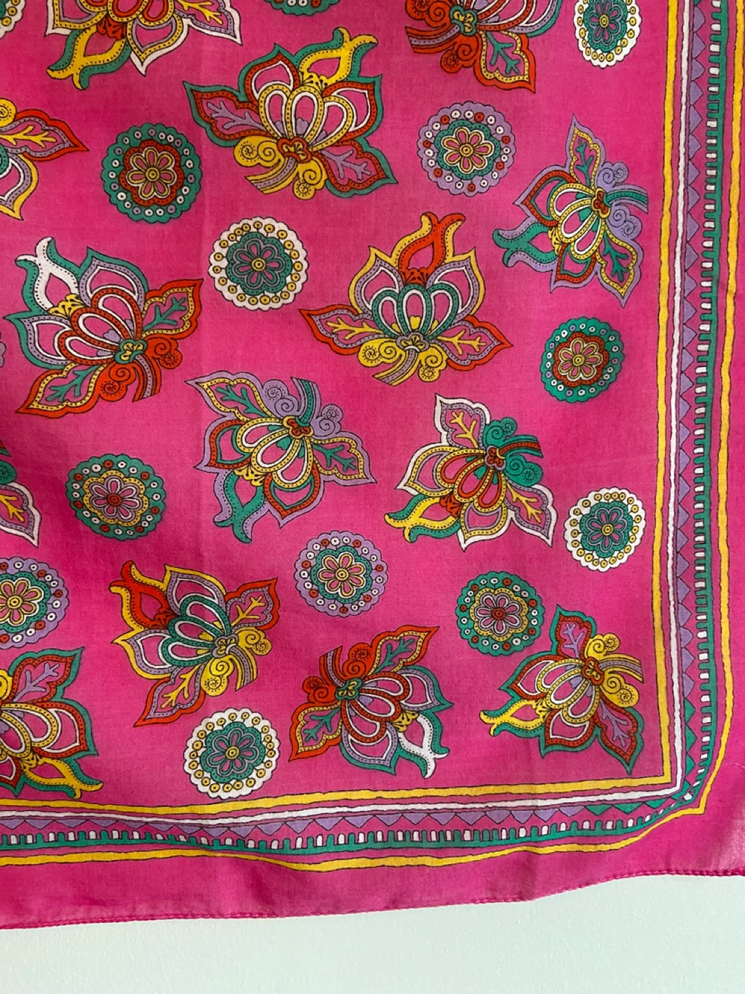 Vintage Pink Paisley Cotton Bandana Scarf - photo 3