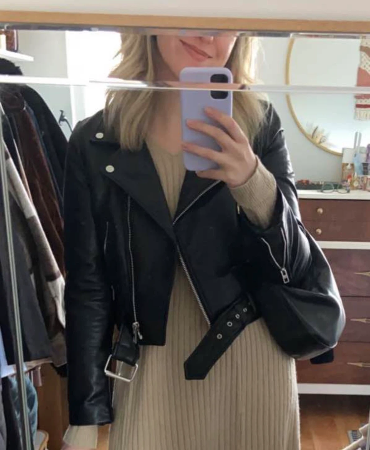 ZARA Black Faux Leather Moto Jacket S - photo 3