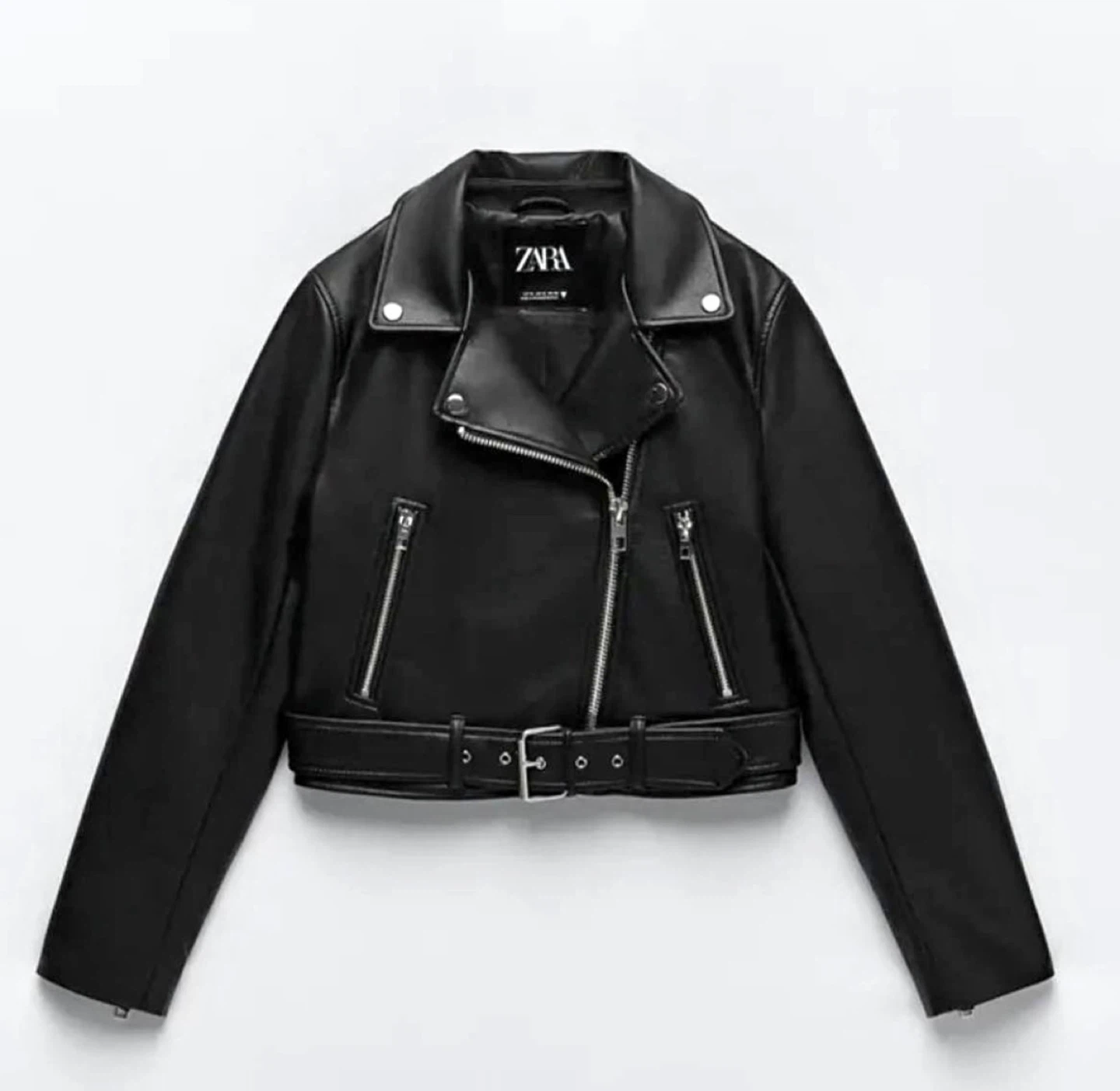 ZARA Black Faux Leather Moto Jacket S