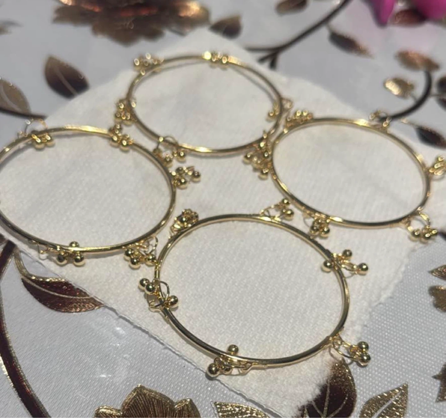 Set of 4 Gold Tone Bangle Bracelets Ghughuru  with Bells - photo 3