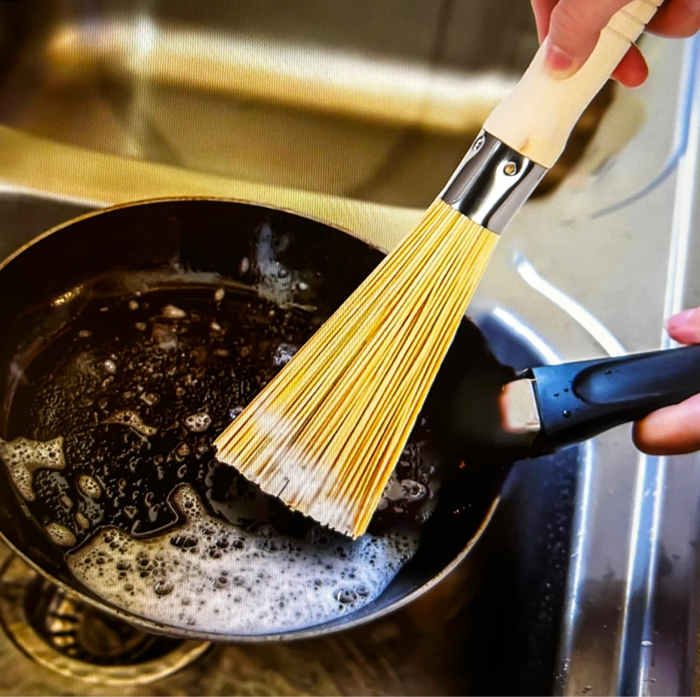 Set of 7 Bamboo Wok Brush, Cleaning Whisk