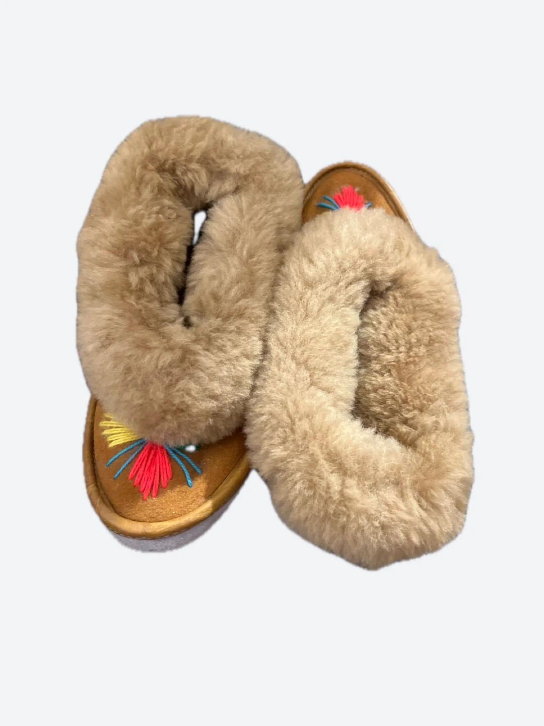 Women’s Sheepskin Slippers with Embroidery