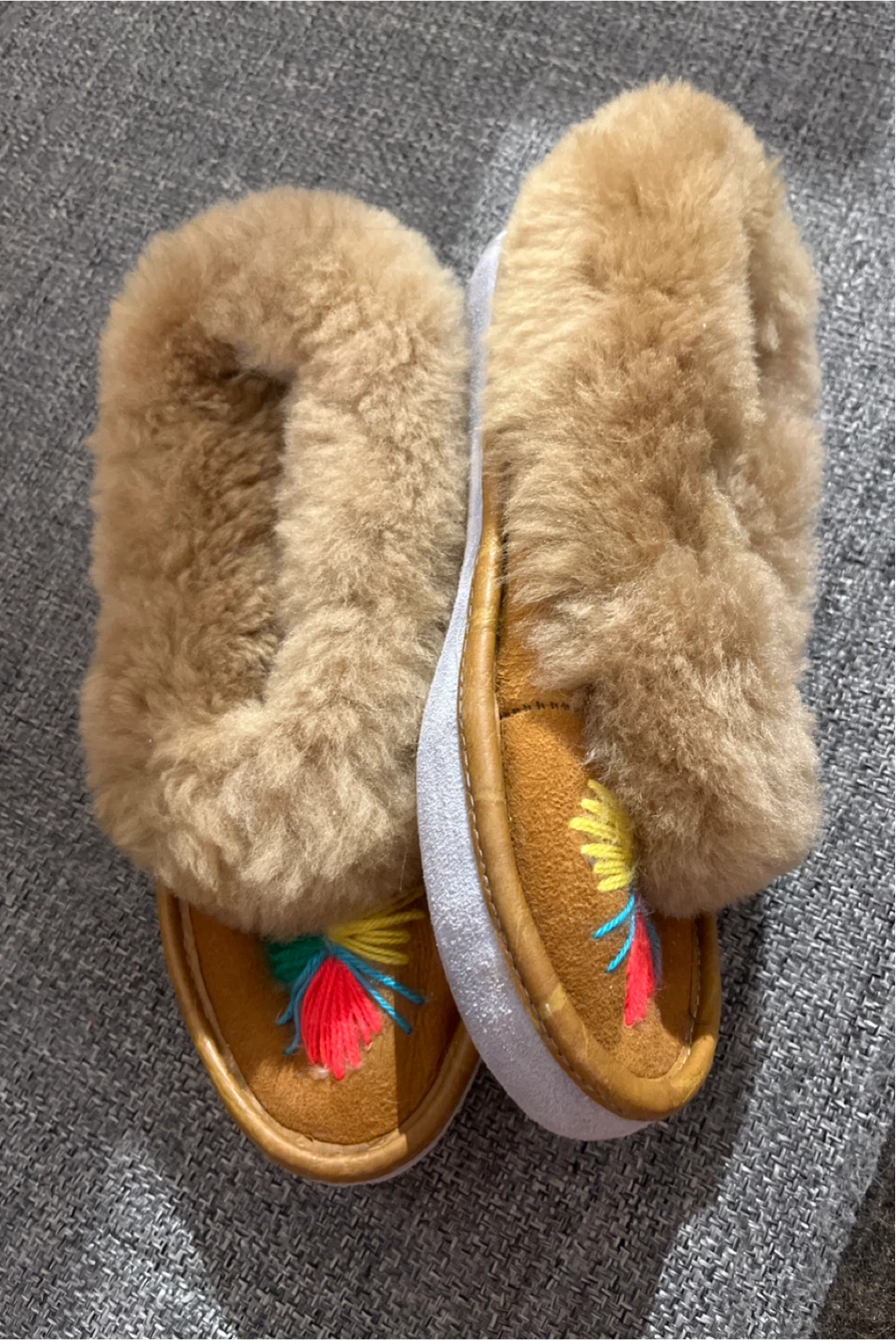 Women’s Sheepskin Slippers with Embroidery - photo 3