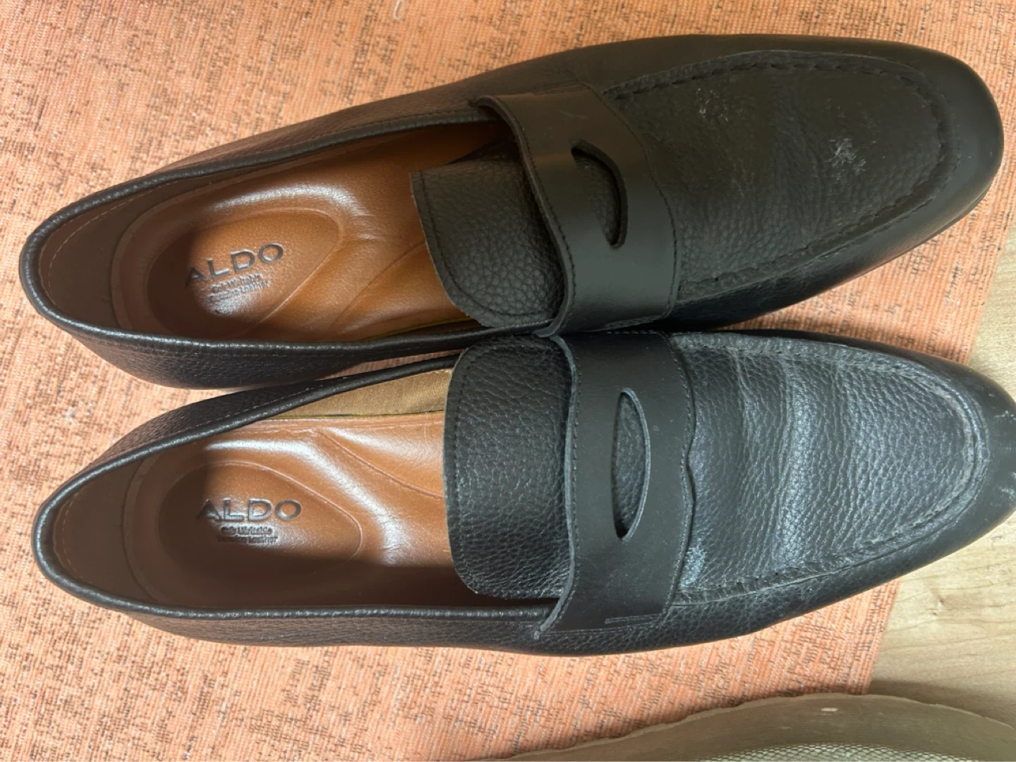 ALDO Black Leather Penny Loafer Shoes