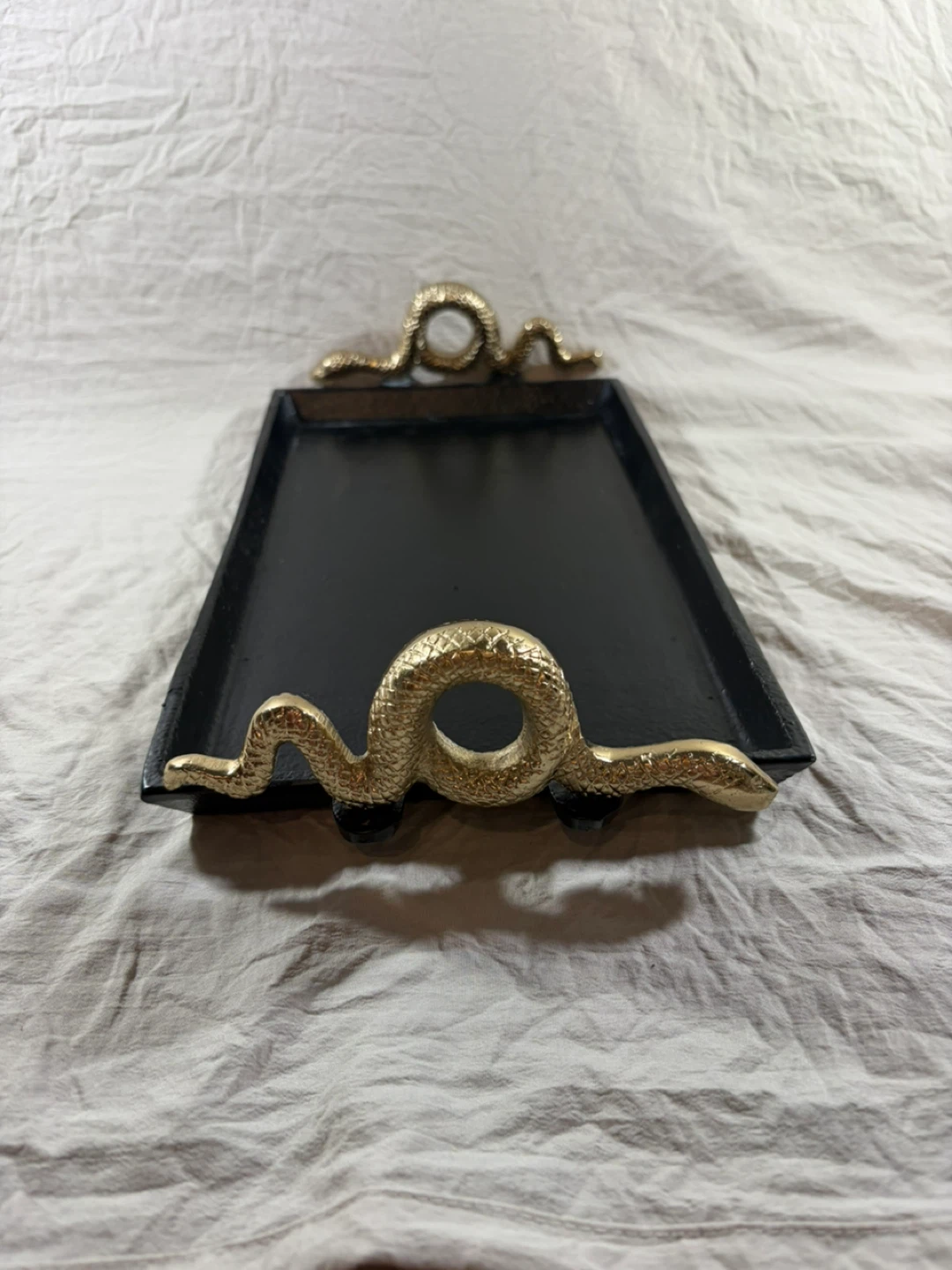 Black Cast Iron Tray with Snake Handles - photo 3