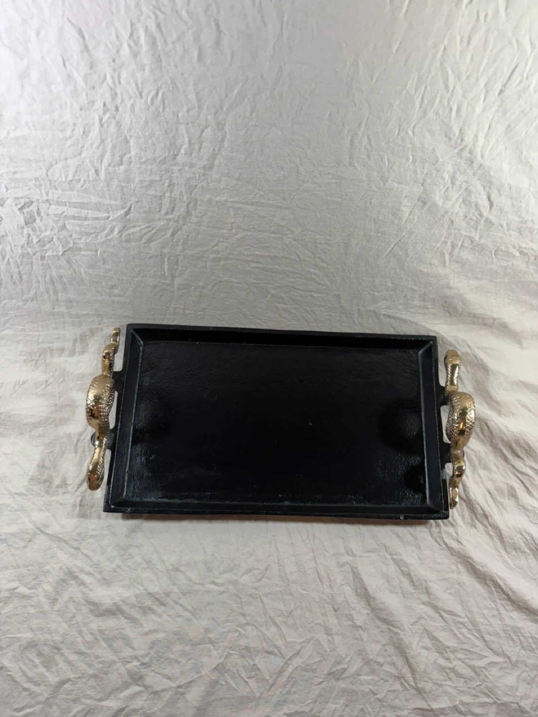 Black Cast Iron Tray with Snake Handles - photo 2