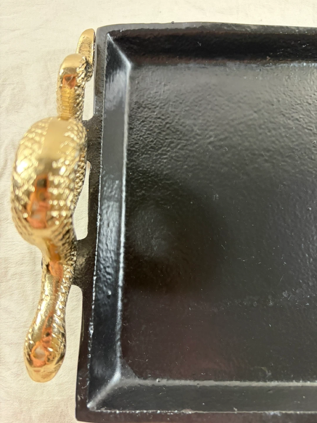 Black Cast Iron Tray with Snake Handles - photo 5