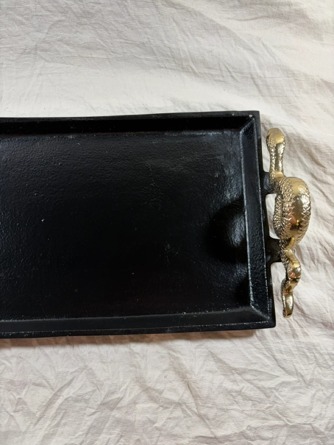 Black Cast Iron Tray with Snake Handles - photo 4
