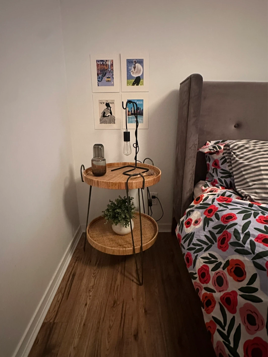 Set of 2 Rattan Side Tables with Handles