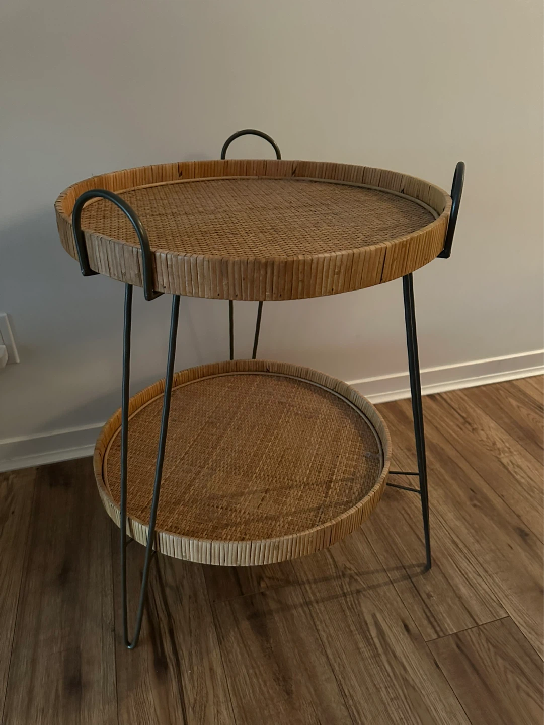 Set of 2 Rattan Side Tables with Handles - photo 2
