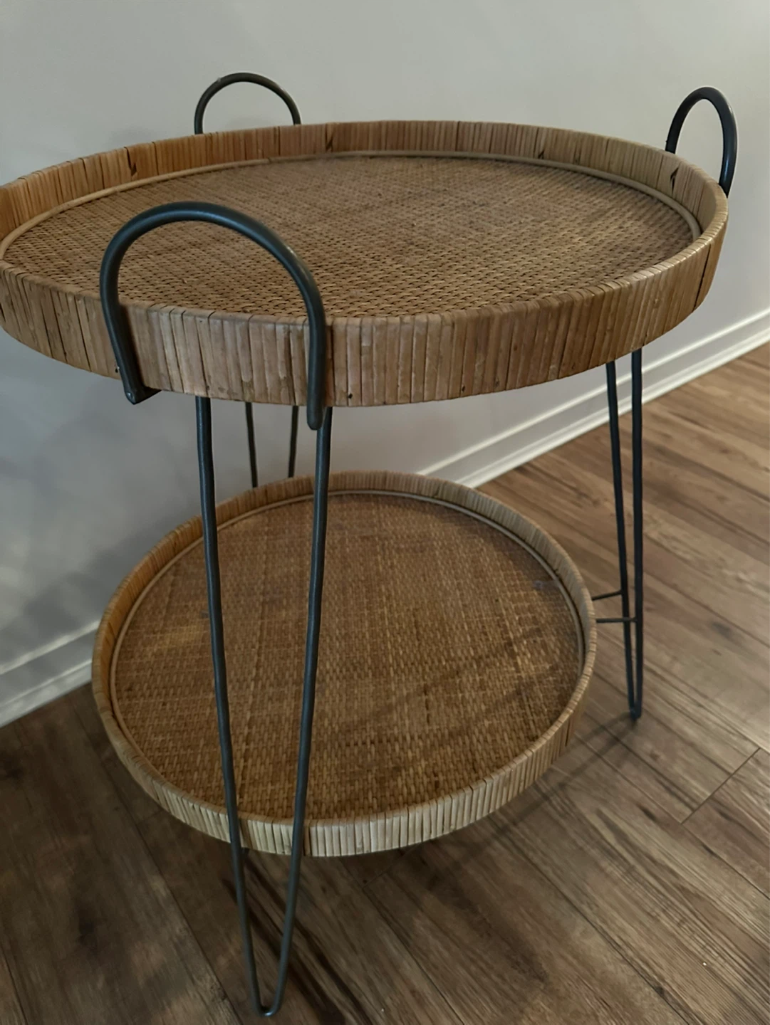 Set of 2 Rattan Side Tables with Handles - photo 5