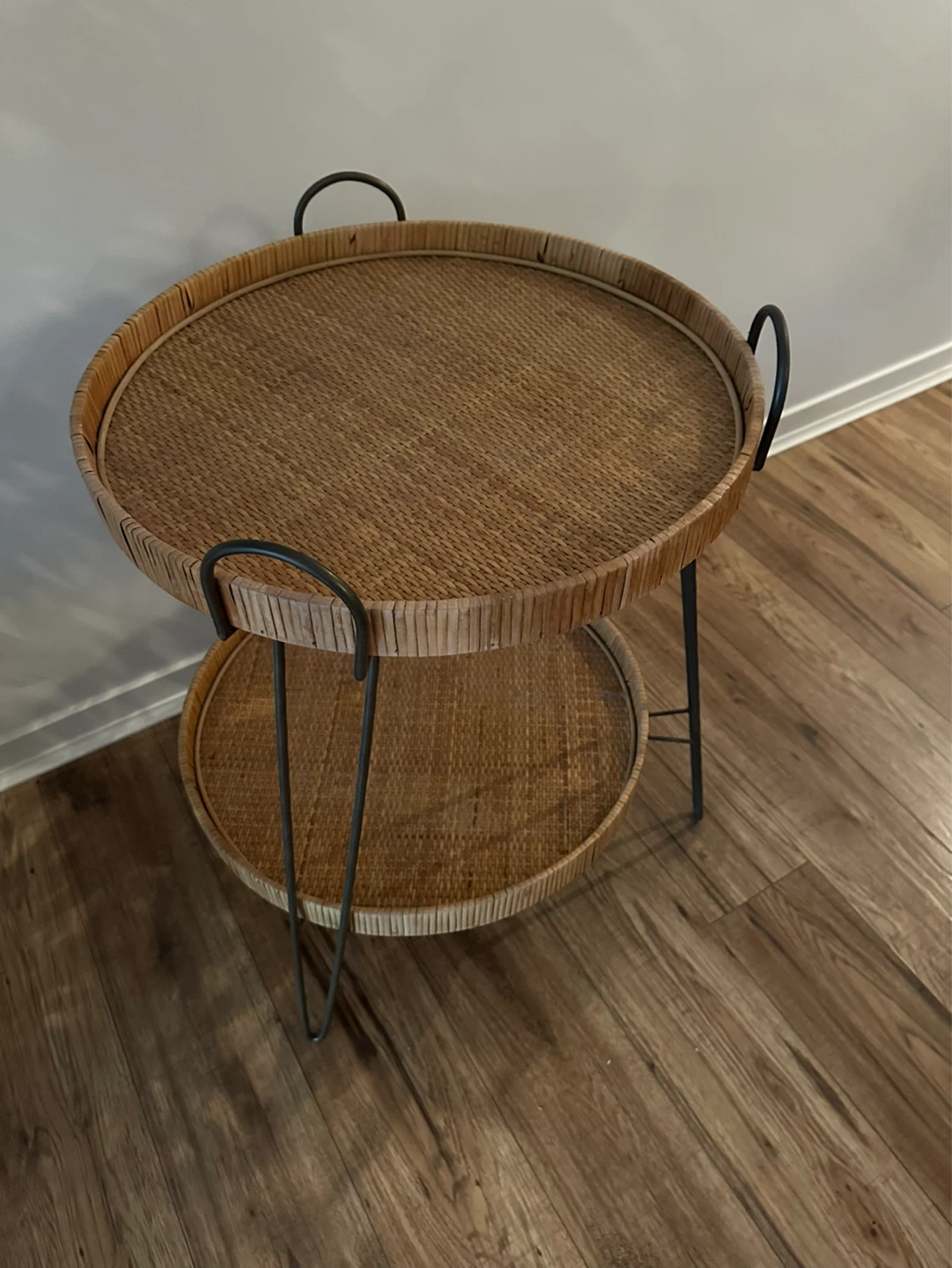 Set of 2 Rattan Side Tables with Handles - photo 4