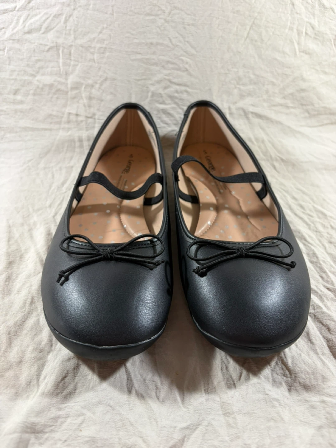 George Black Ballet Flats with Bows - Size 7