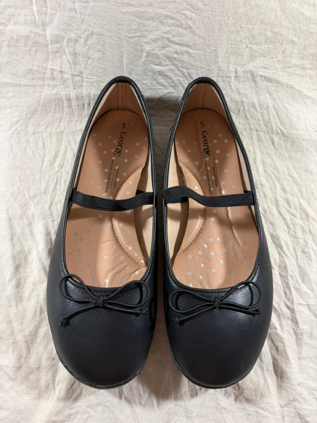 George Black Ballet Flats with Bows - Size 7 - photo 3