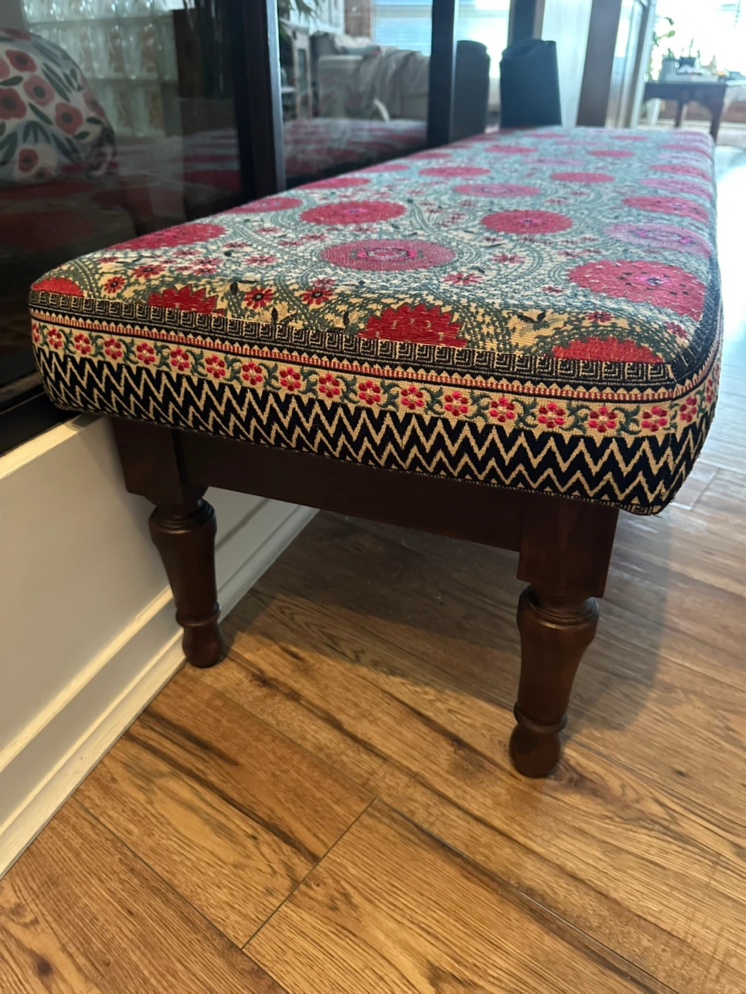 Upholstered Bench with Floral Embroidery - photo 3