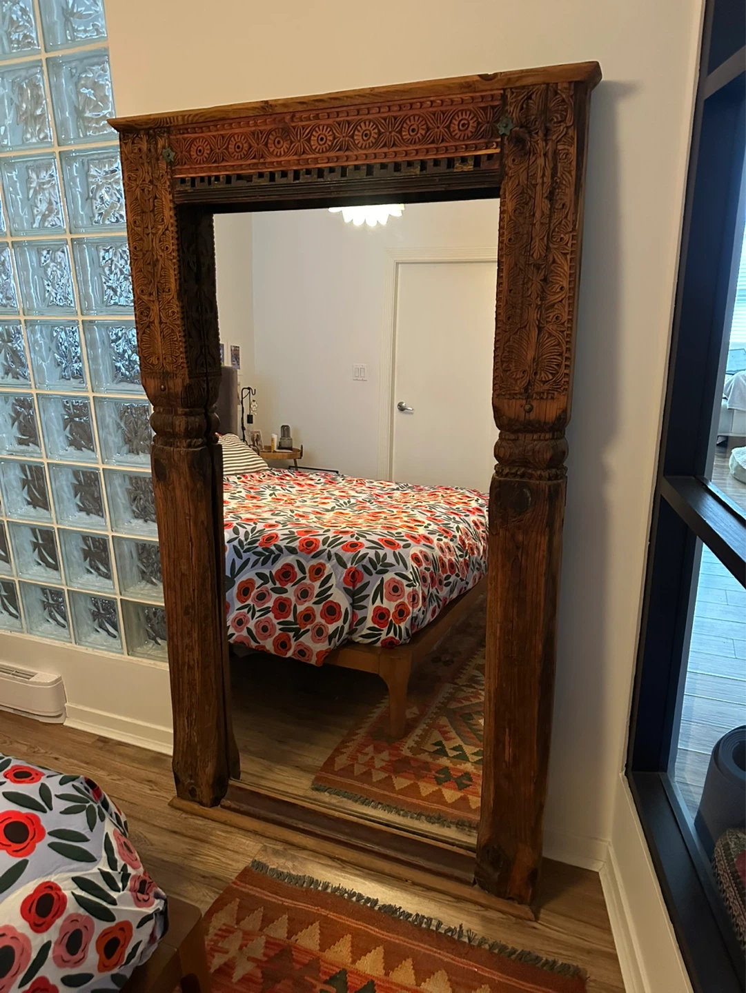 Unique Vintage Hand-carved Floor Mirror - photo 3