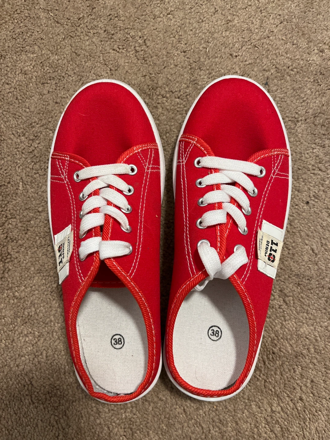 Red Canvas Slip-on Sneakers - Size 38