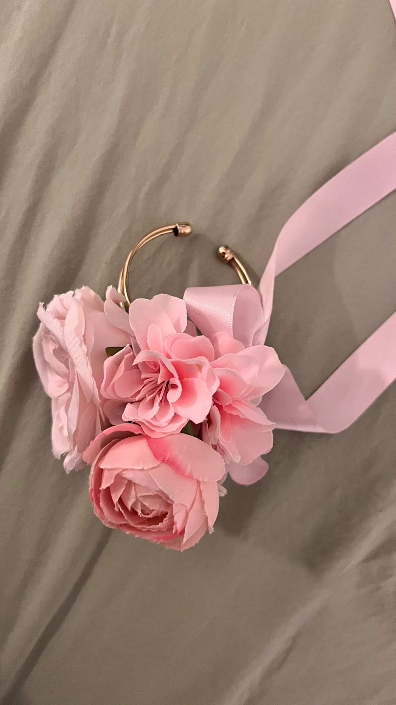 Pink Flower Corsage with Ribbons