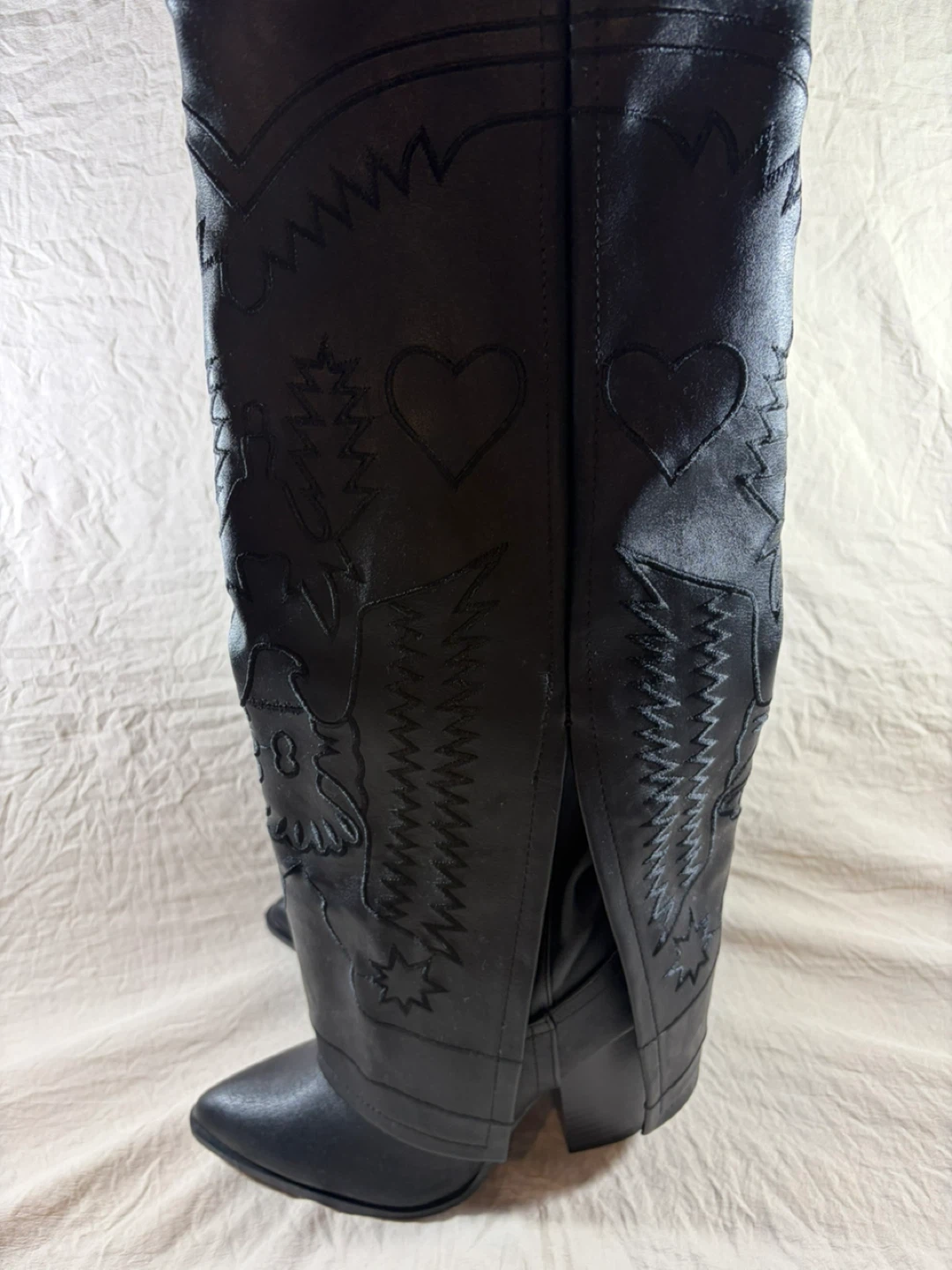 Black Faux Leather Western Boots - photo 5