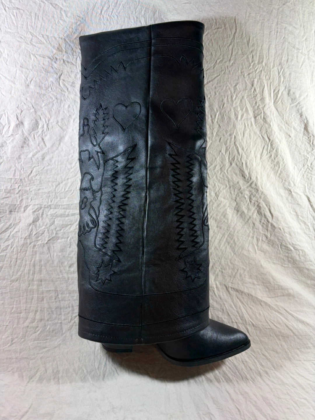 Black Faux Leather Western Boots - photo 2