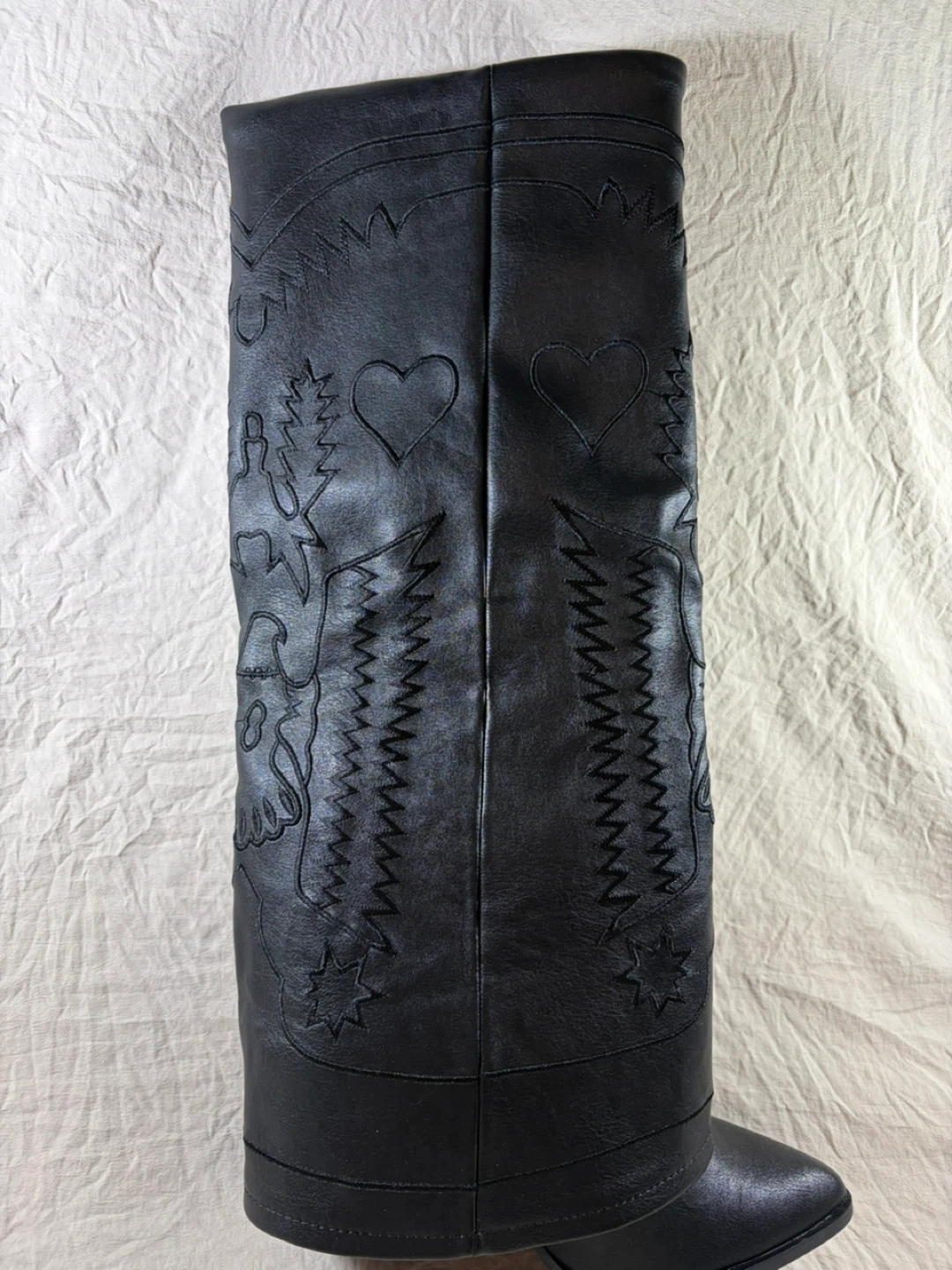 Black Faux Leather Western Boots - photo 3