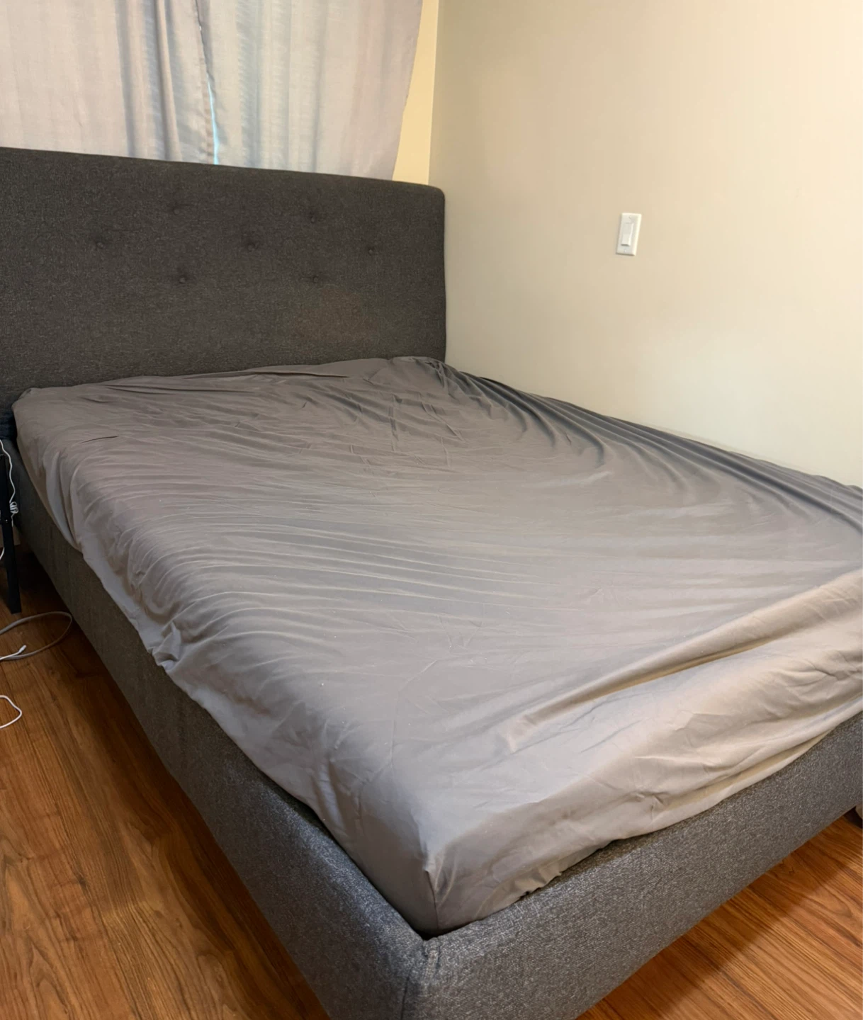 Queen Bed Frame with Tufted Headboard + Mattress from Ikea
