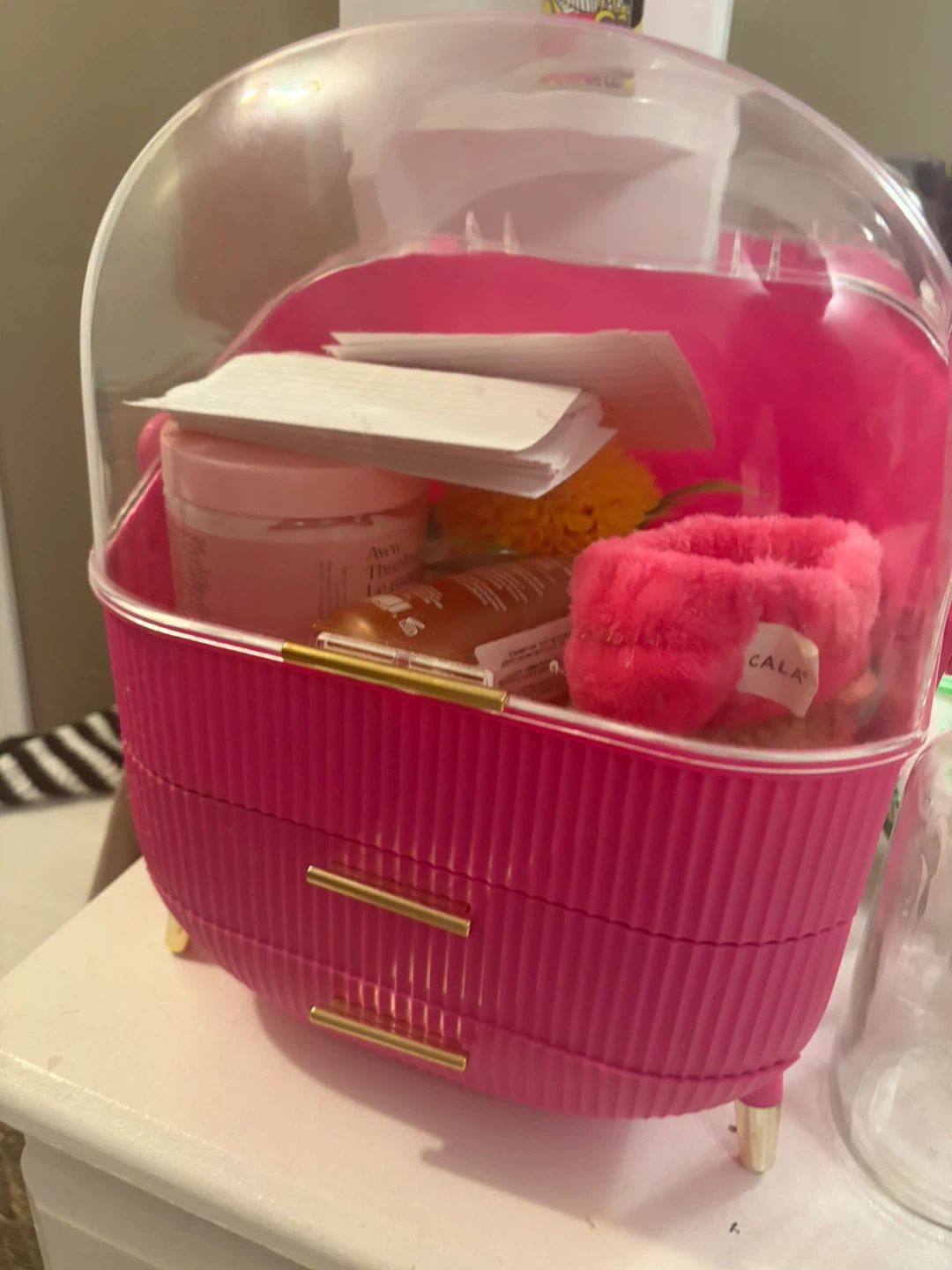 Pink Cosmetic Organizer with Drawers