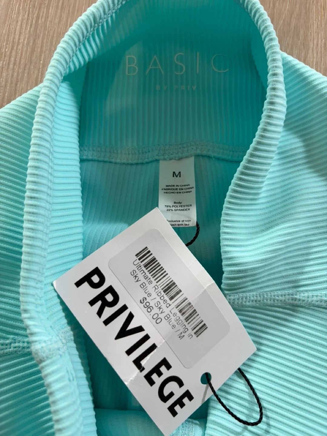 Basic by Elevate Ribbed Leggings - Sky Blue, Size M - photo 2
