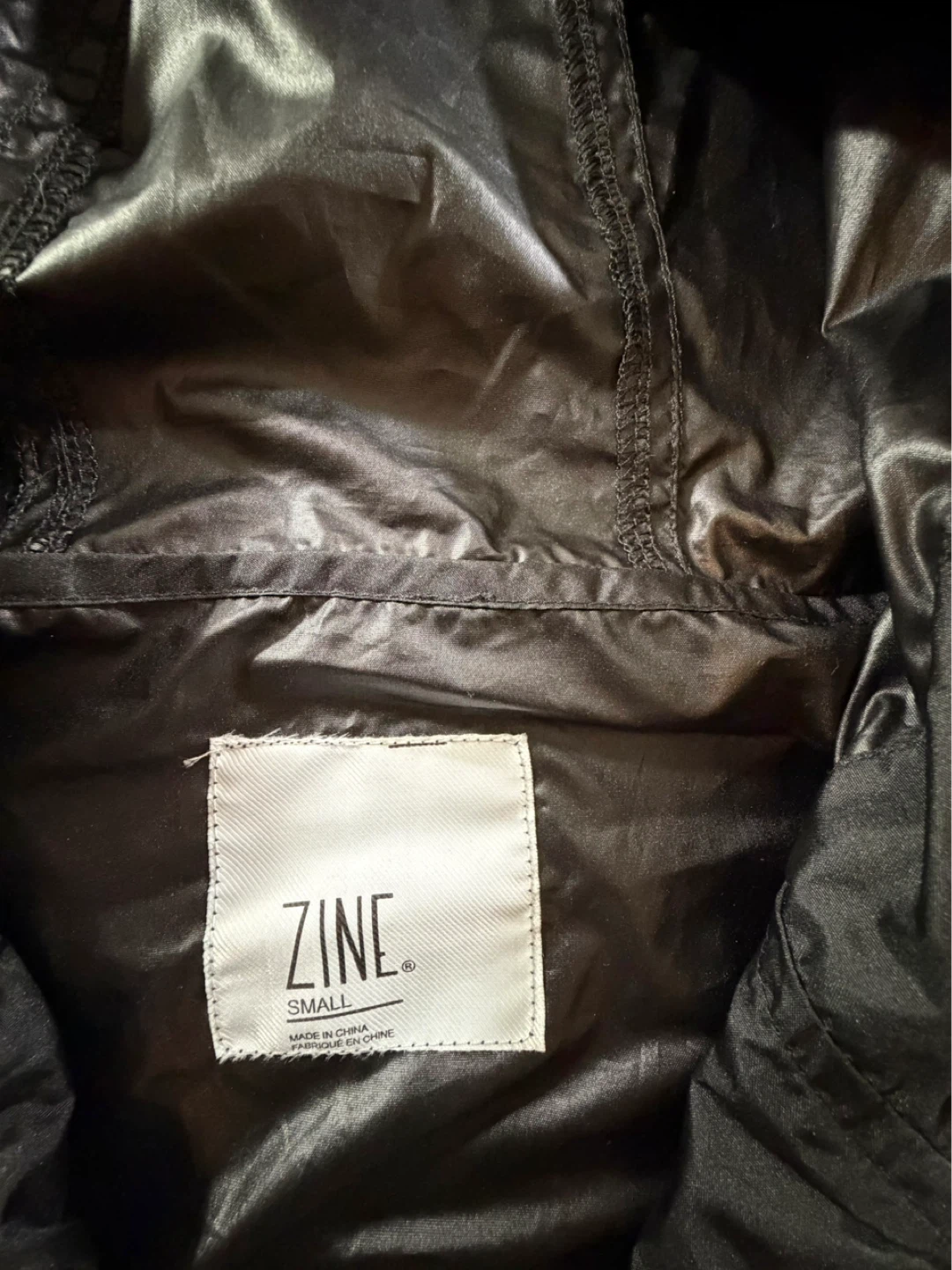 ZINE black hooded windbreaker jacket - Size Small - photo 5
