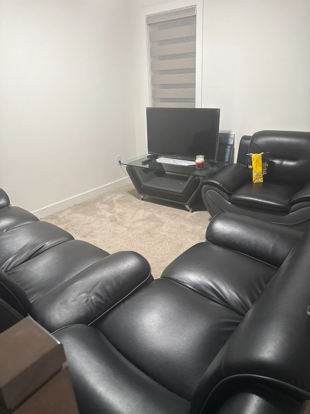 Black Faux Leather Sectional Sofa