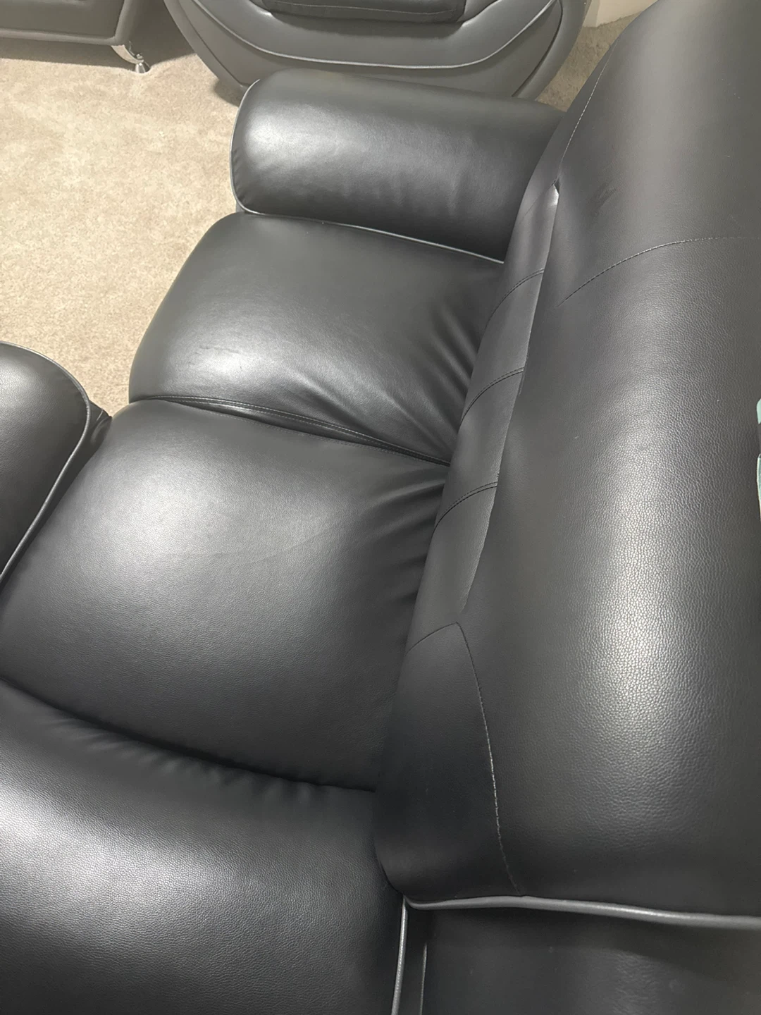 Black Faux Leather Sectional Sofa - photo 3