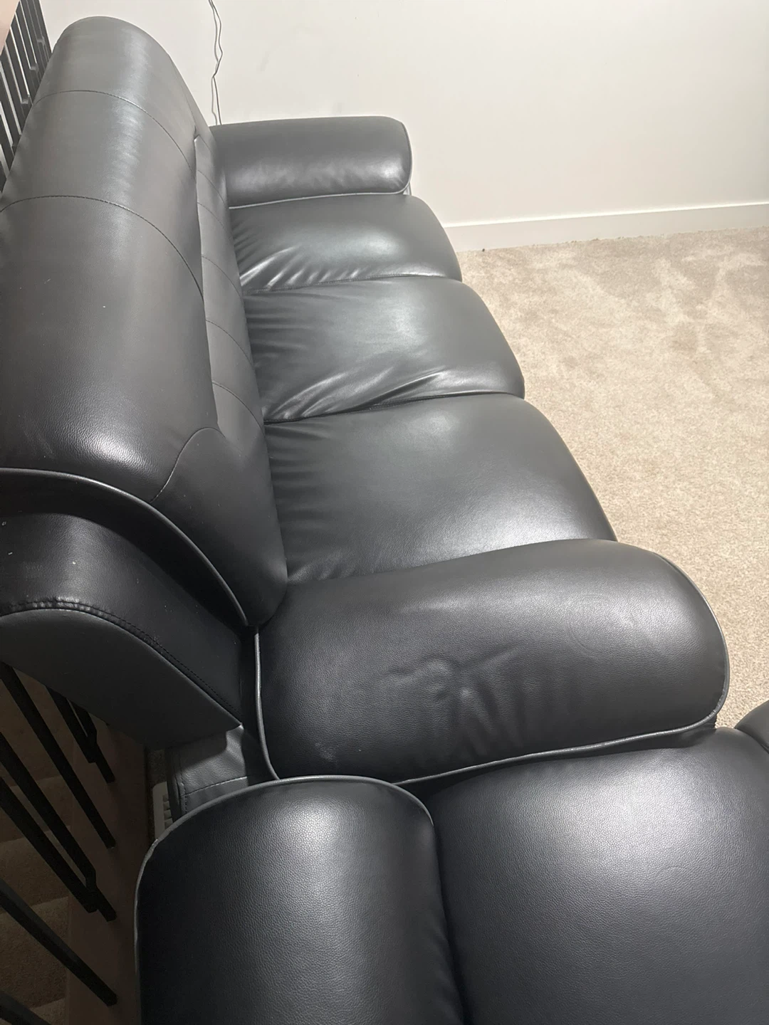 Black Faux Leather Sectional Sofa - photo 2