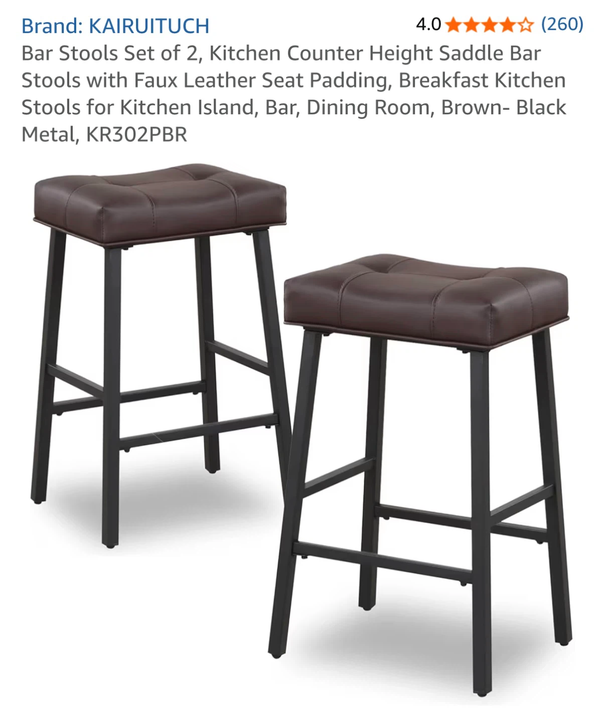 KAIRUITUCH Counter Height Bar Stools - Set of 2