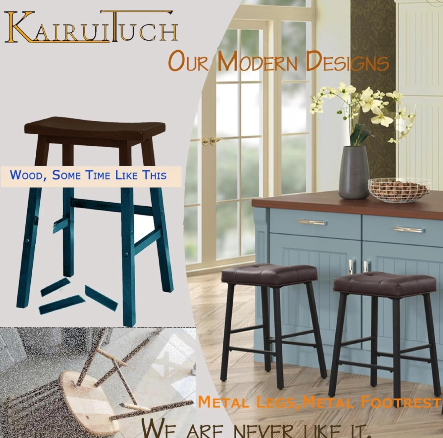 KAIRUITUCH Counter Height Bar Stools - Set of 2 - photo 2
