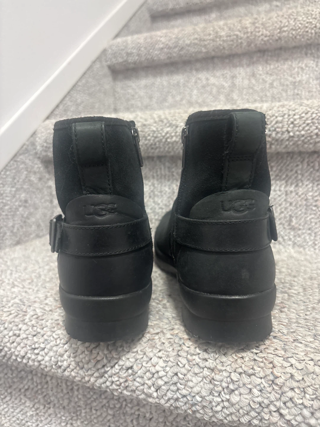 UGG Black Suede Boots with Buckle Detail size 7.5