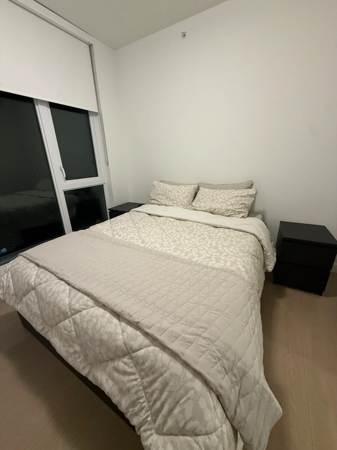 Black BRIMNES Bed and Mattress
