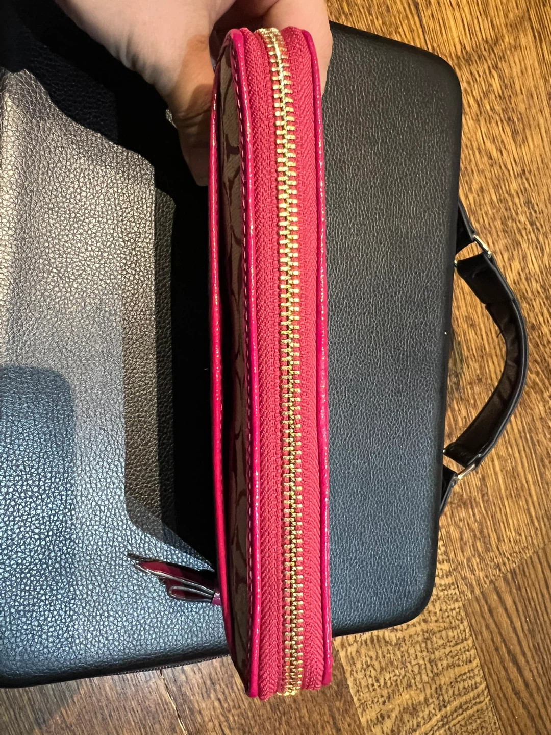Coach Signature Zip Around Wallet - Pink/Brown - photo 3