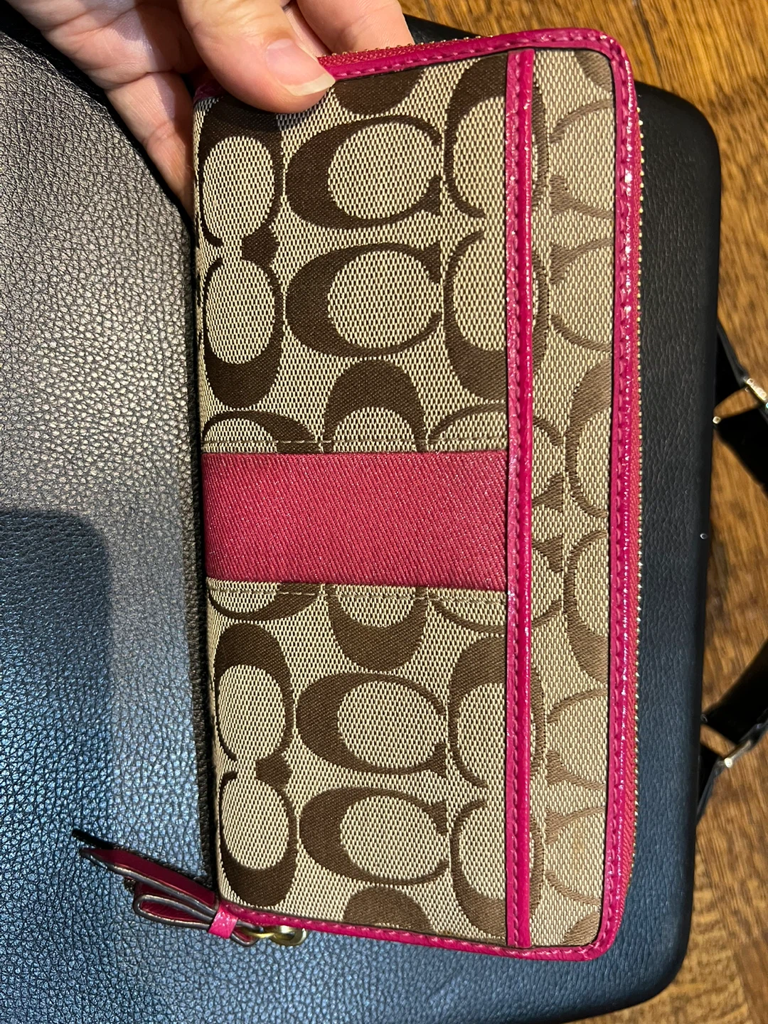 Coach Signature Zip Around Wallet - Pink/Brown - photo 2
