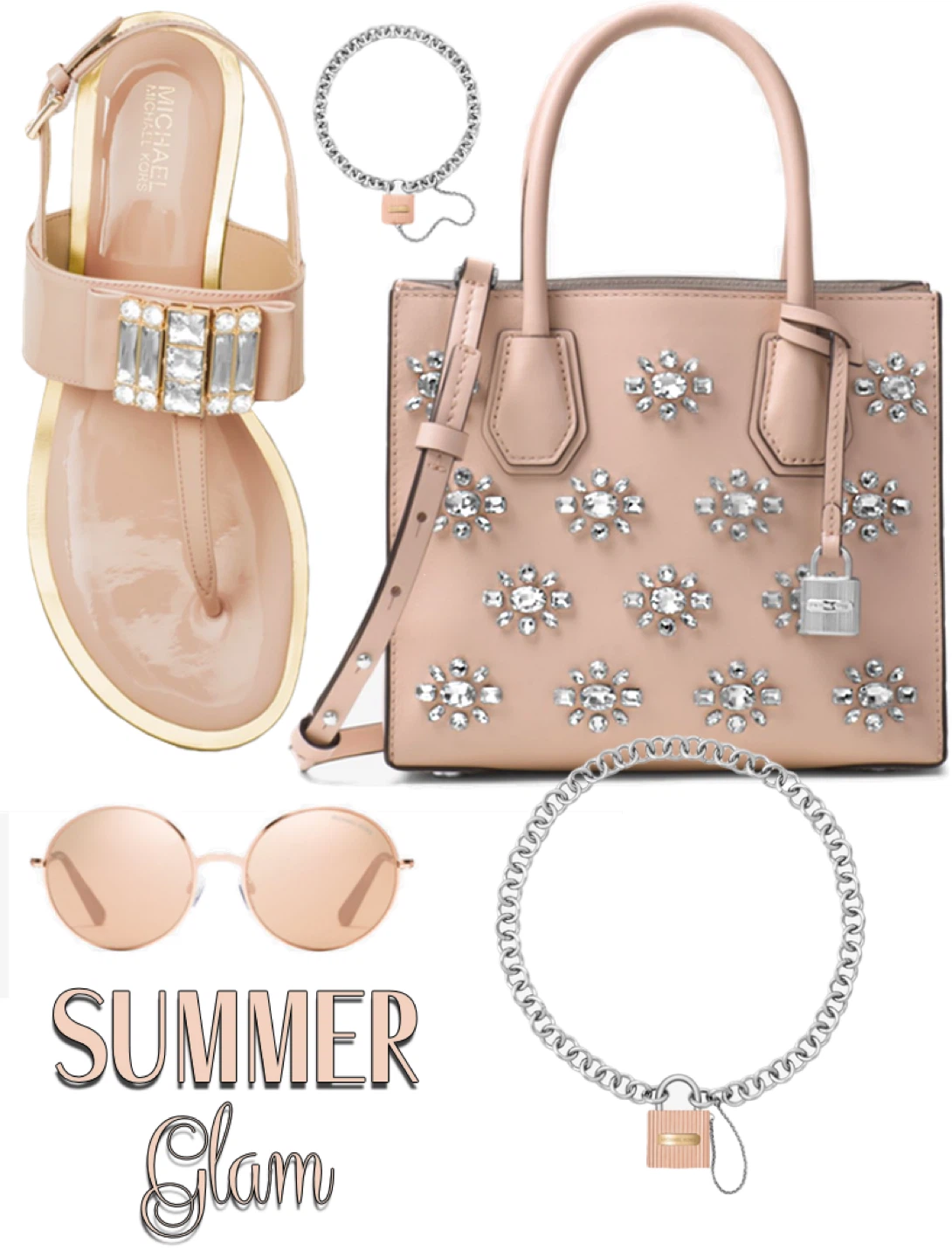 Michael Kors Pink Studded Leather Handbag