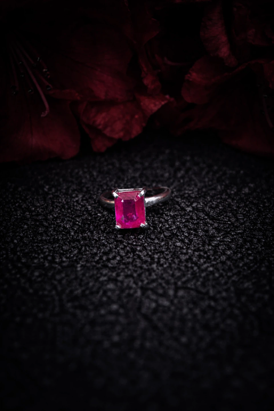 Emerald Cut Ruby Ring