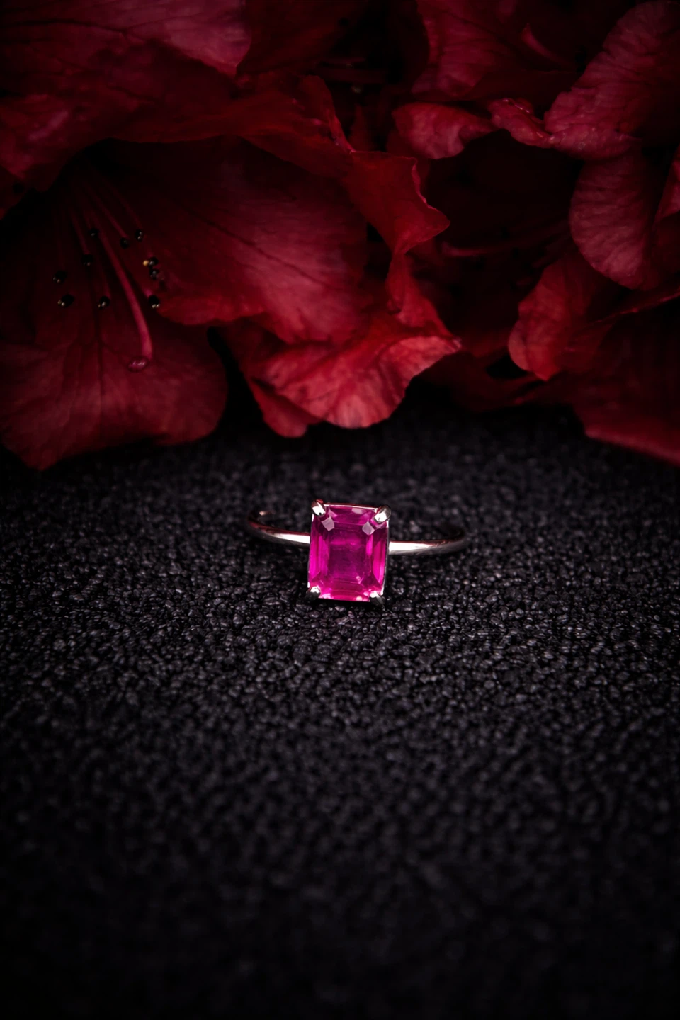 Emerald Cut Ruby Gemstone Ring
