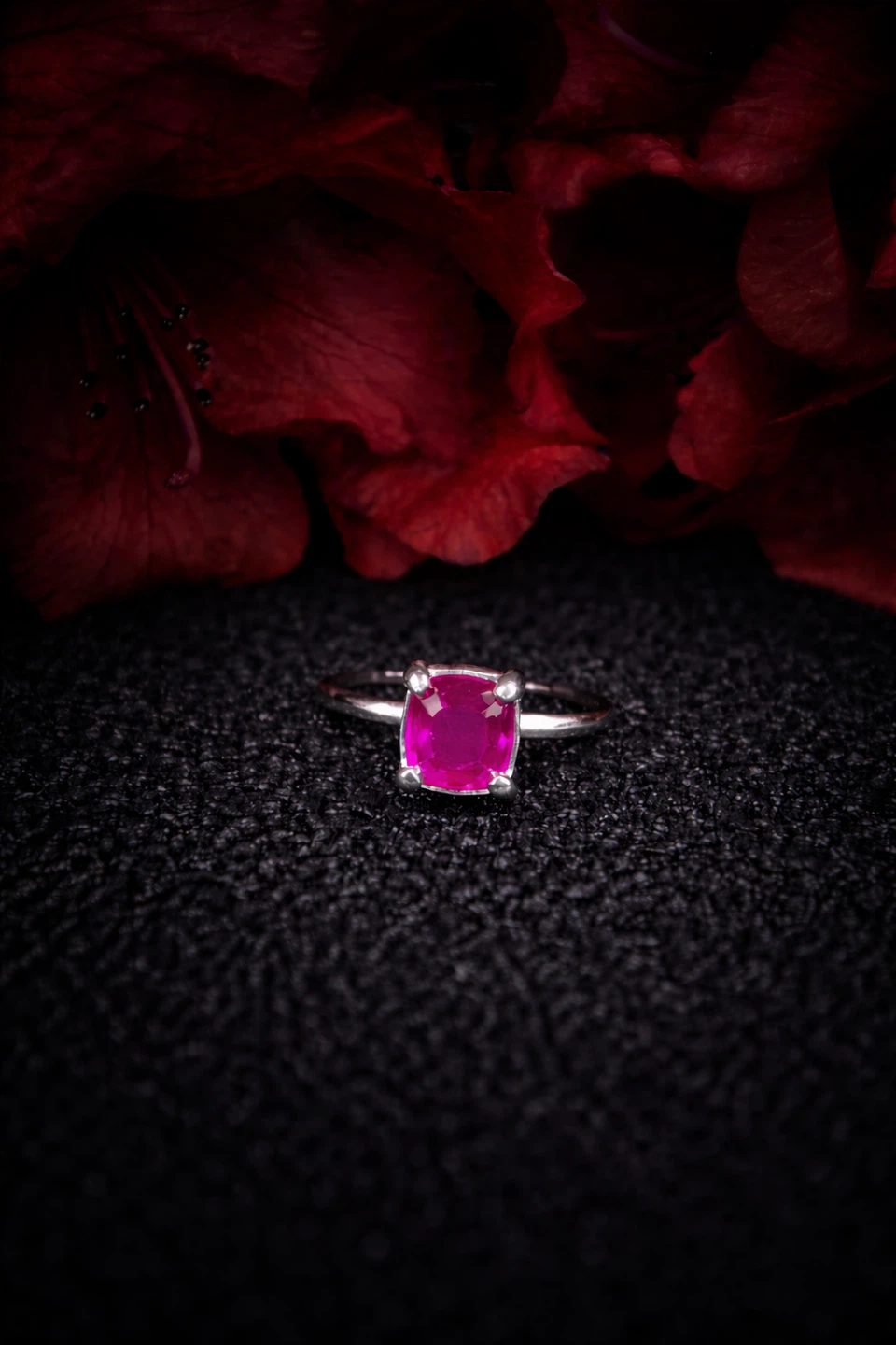 Cushion Cut Ruby Gemstone Ring