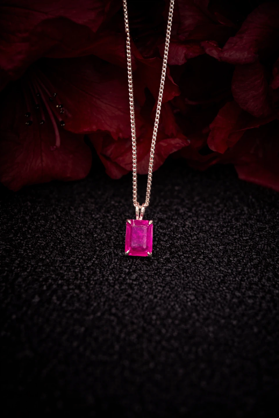 Emerald-Cut Ruby Pendant